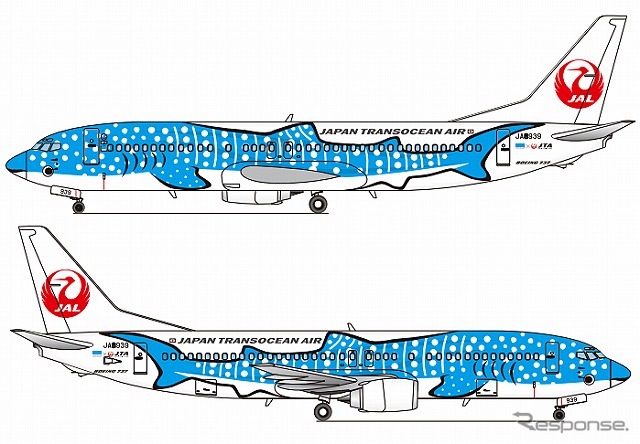 沖縄美ら海水族館×日本トランスオーシャン航空、特別塗装機「ジンベエジェット」