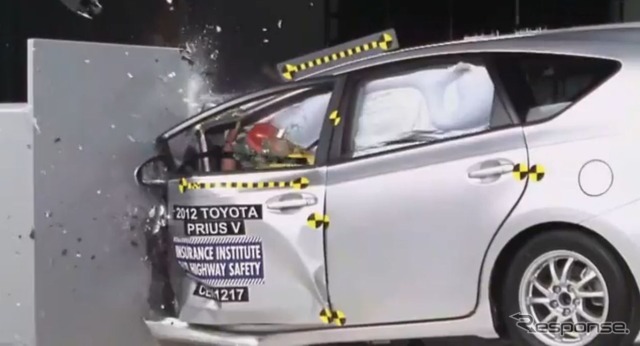 米IIHSのトヨタプリウスαの衝突テスト