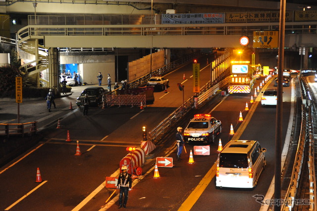 元旦の不正改造車両等に対する取締り（1日2時・中央区）