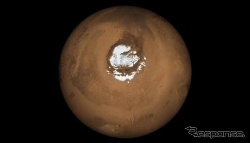 砂丘とドライアイスに覆われた火星の北極圏(動画キャプチャ)