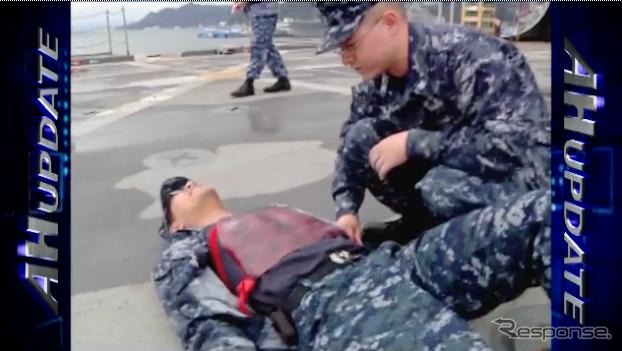USSデンバー負傷者救済ドリル(動画キャプチャ)