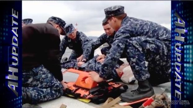 USSデンバー負傷者救済ドリル(動画キャプチャ)