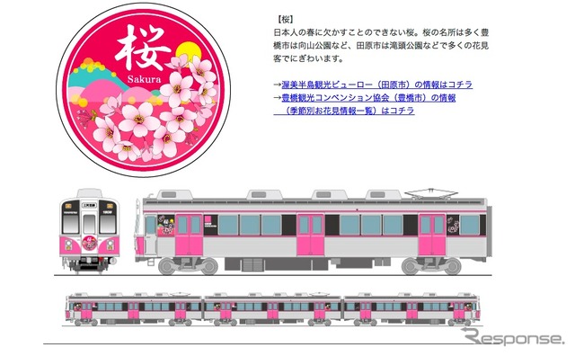 豊鉄渥美線、カラフルトレイン「桜」が登場…2月19日より