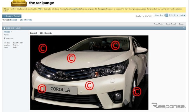 『the car lounge』に掲載された北米向け次期トヨタカローラのスクープ写真