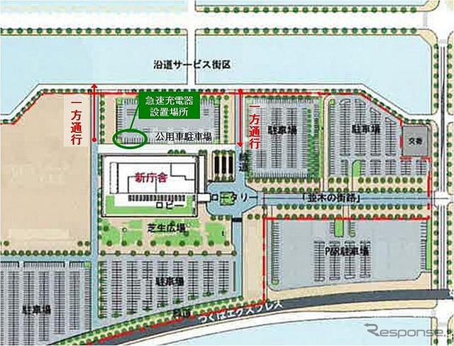 つくば市、市庁舎にEV用急速充電器を設置