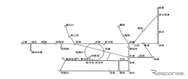 JR西日本などの「春の関西1デイパス」JR自由周遊区間