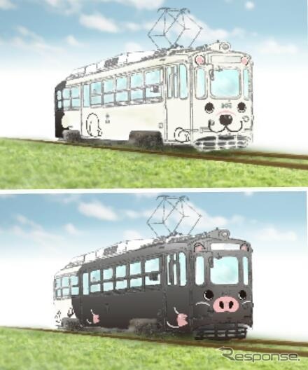 「白くま黒豚電車」のイメージ。
