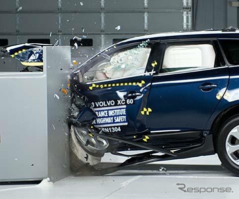 IIHSが実施したボルボ XC60のスモール・オフセット衝突テスト