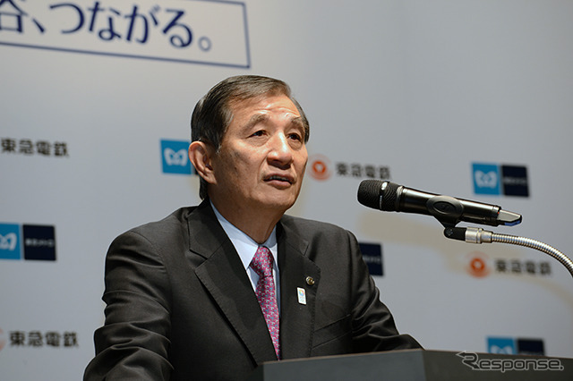 副都心線・東横線相直記念式典での東急・野本社長