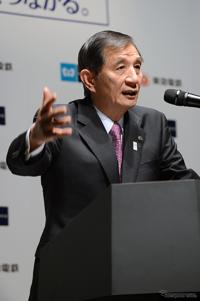 副都心線・東横線相直記念式典での東急・野本社長