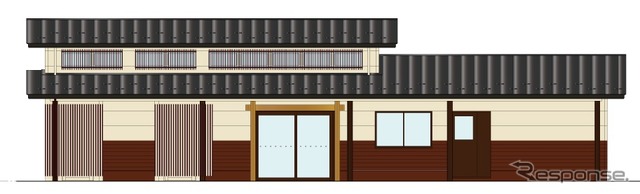 涌谷駅新駅舎のイメージ（ホーム側）。