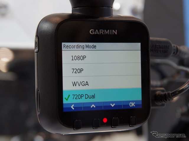 WVGA（800×480）・720p・1080pから選ぶことができる。リアカメラ（オプション）も同時接続した場合は前後とも720pのみ。