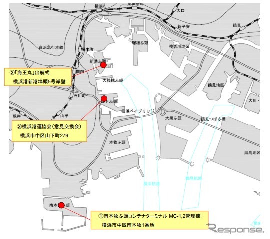 太田国交相横浜港視察全体図