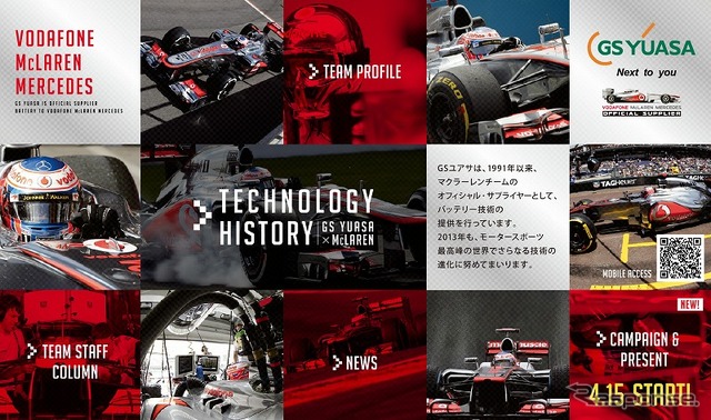 GSユアサ×ボーダフォン・マクラーレン・メルセデス特設サイト