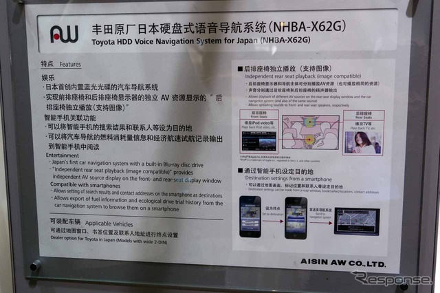 日本で販売されているトヨタ車向けDOPナビのデモ