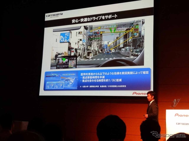 サイバーナビを発表するカーエレクトロニクス事業部 マルチメディア事業企画 佐藤智彦氏