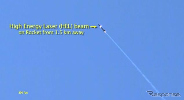 ADAMレーザーシステムによるカッサムロケットの撃墜実演(動画キャプチャ)