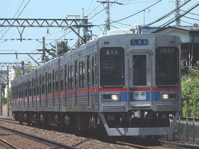 京成電鉄に所属していた頃の3500形3540号編成。3537～3540号の4両で1編成を組んでいる。