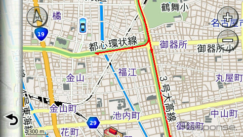 FM-VICSによる渋滞情報の表示。