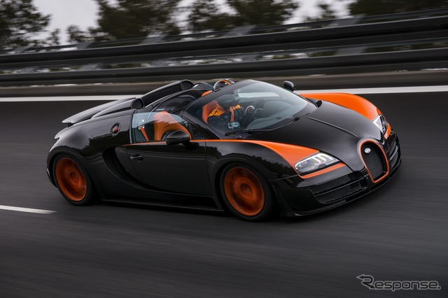 量産オープンカーの世界最高速記録となる408.84 km/hを計測したブガッティヴェイロン16.4 グランスポーツ ヴィテッセ(参考画像)