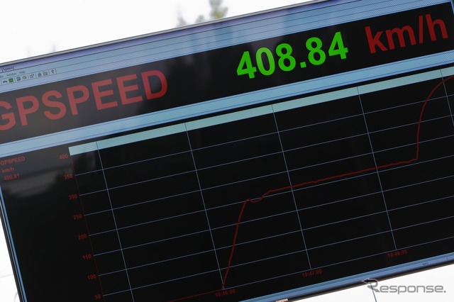 量産オープンカーの世界最高速記録となる408.84 km/hを計測したブガッティヴェイロン16.4 グランスポーツ ヴィテッセ（参考画像）