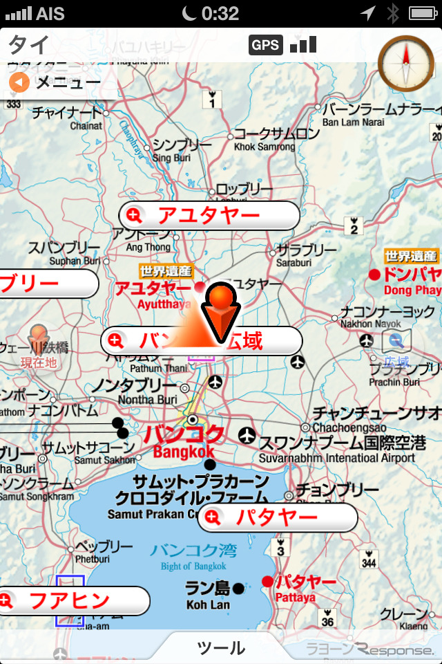 広域の地図から各詳細マップへと切り替えが可能