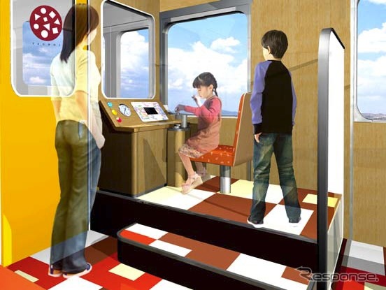 3両目の運転台後方に設ける「こども運転台」。列車運転の「ごっこ遊び」が楽しめる。