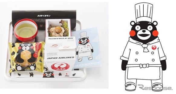 JAL、欧米路線で機内食「AIRくまモン」を提供
