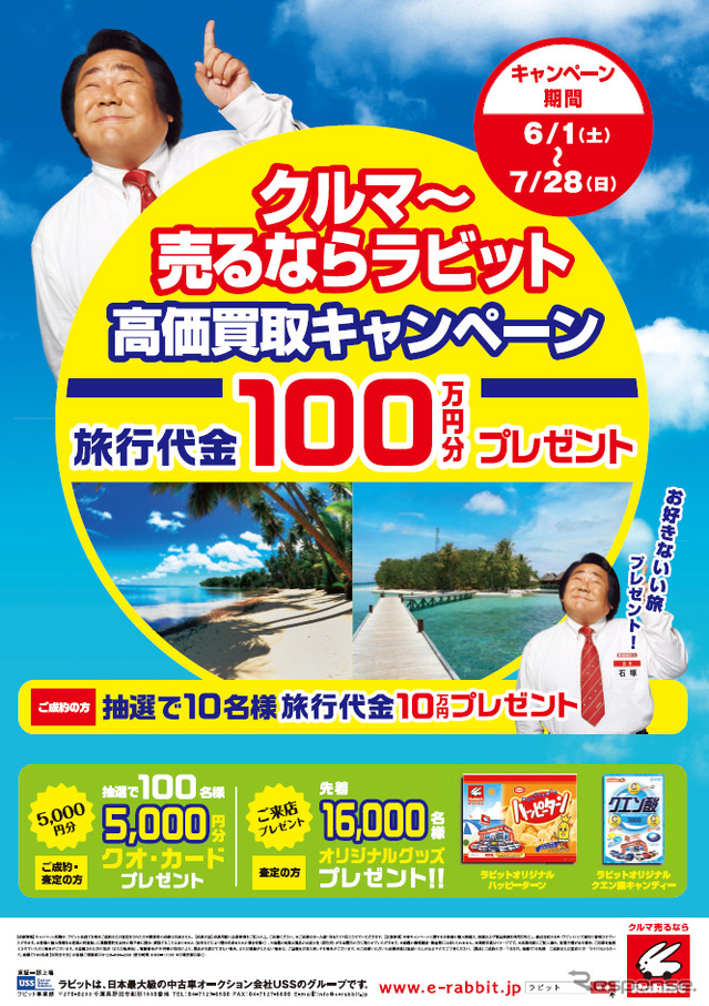 ラビット・高価買取キャンペーン 旅行代金100万円分プレゼント