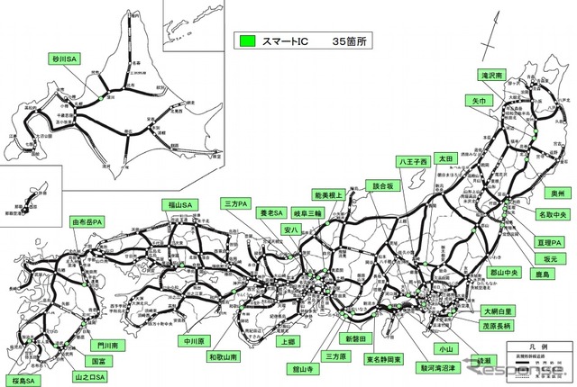 スマートインターチェンジ箇所図
