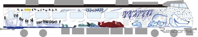 北極圏をテーマにした5号車「極寒の銀世界号」。