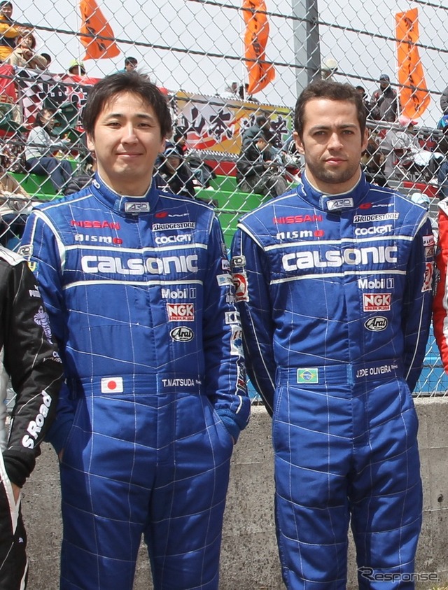 第3戦セパンで今季初優勝を達成した、松田次生とジョアオ・パオロ・デ・オリベイラ。写真:NISSAN(開幕戦)