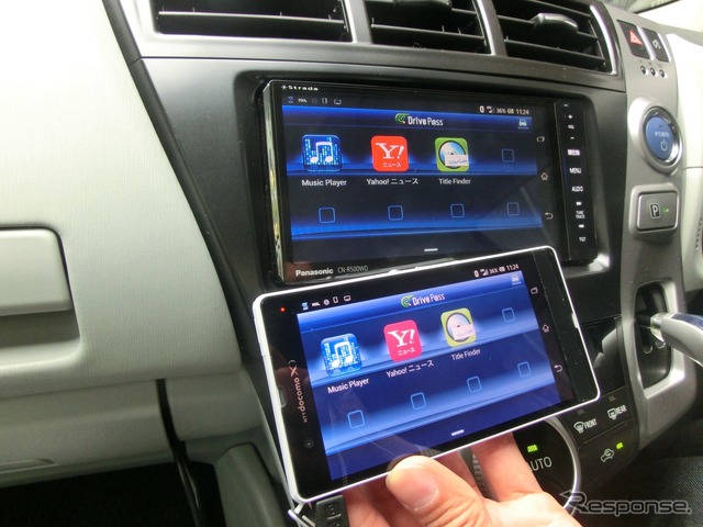 スマートフォンとの連携は、ランチャーアプリの「Drive P@ss」で活用する。