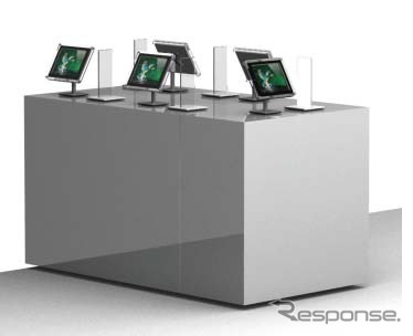 タブレット端末の配置イメージ。東京駅地下1階の「びゅうスクエア」に設置する。