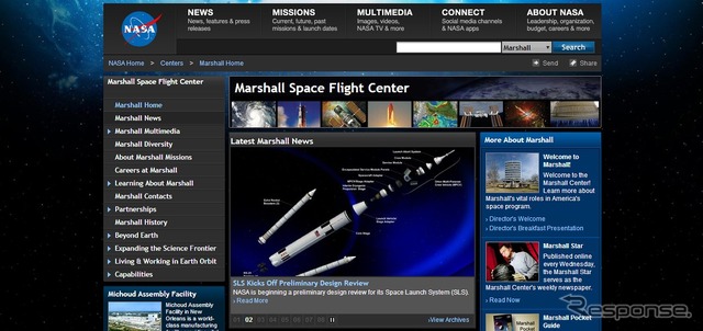 マーシャル宇宙飛行センターwebサイト