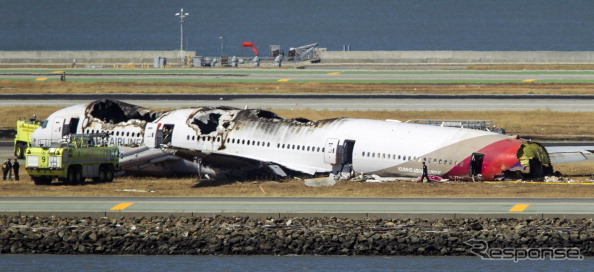 サンフランシスコ国際空港の着陸事故現場