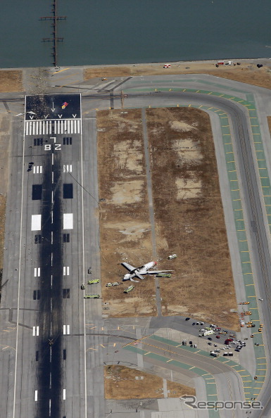 サンフランシスコ国際空港の着陸事故現場