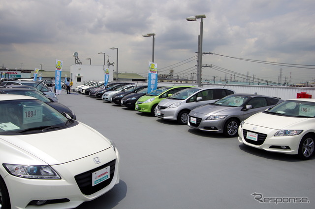 全在庫の3割近くがハイブリッドで占めるという(ホンダ オートテラス城北)