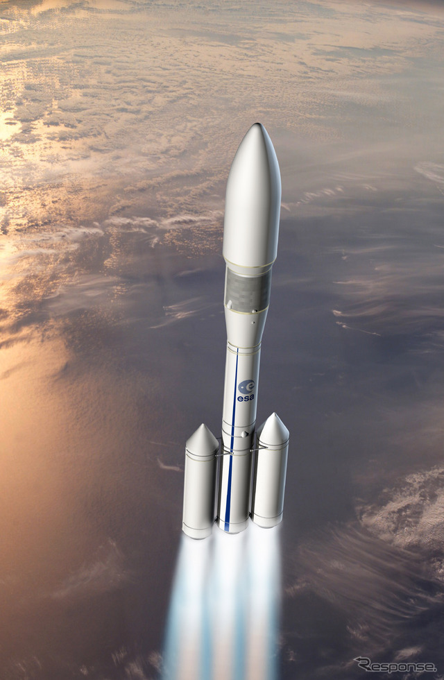 アリアン6の打ち上げイメージ図。現行の主力ロケット・アリアン5よりも小型で低コスト、即応性の向上が目標だ。