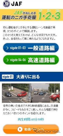 JAFがおしえる運転のニガ手克服1・2・3