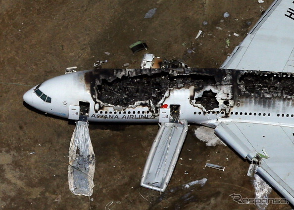 サンフランシスコ国際空港の着陸事故現場