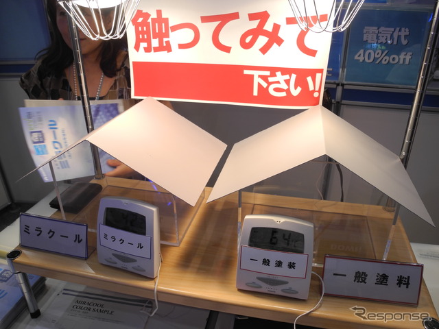 ミラクールの遮熱塗料を塗ると、屋根の温度が大きく下がる