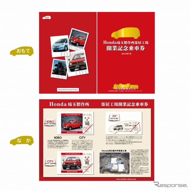 秩父鉄道・ホンダ寄居工場開業記念乗車券