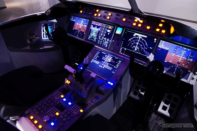 記念撮影コーナーの操縦席はボーイング787を模している。