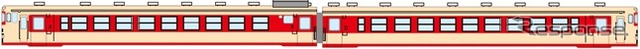 復活「ちどり」はキハ48形2両編成での運転だが、キハ58系列で運転されていた頃の塗装をラッピングで再現する。