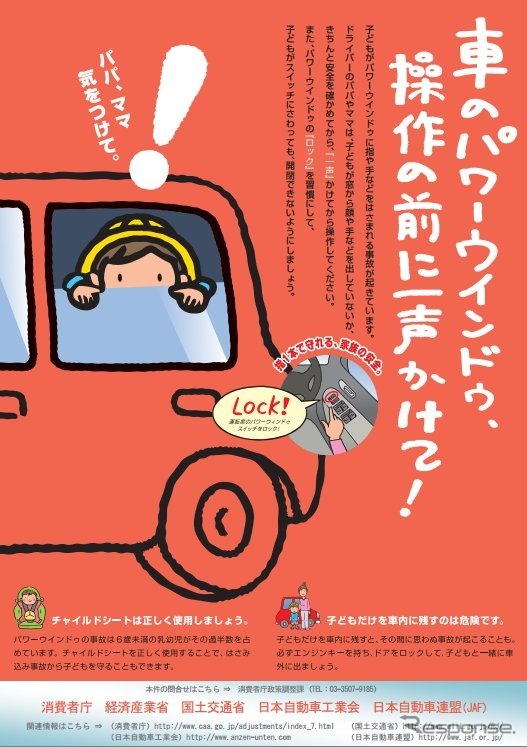 パワーウインドウ事故防止のポスター