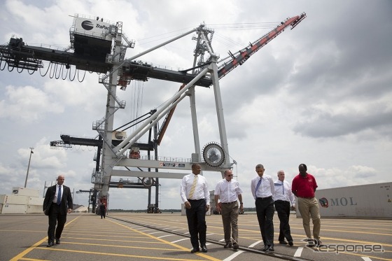 オバマ大統領が、商船三井の保有するコンテナターミナルを訪問