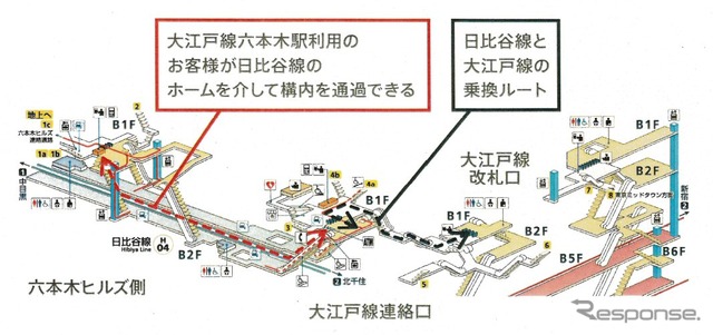 六本木駅の改札通過サービスのイメージ。9月27日から開始する。