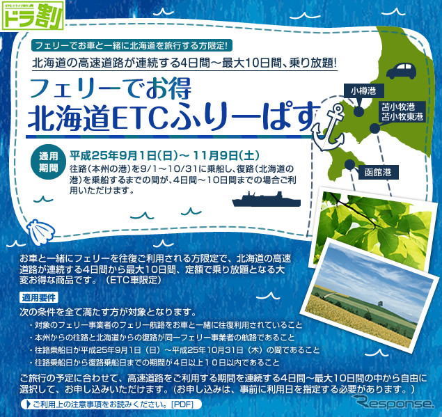 「ドラ割『フェリーでお得 北海道ETCふりーぱす』」