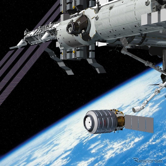国際宇宙ステーションに結合するシグナス補給船（イメージ図）